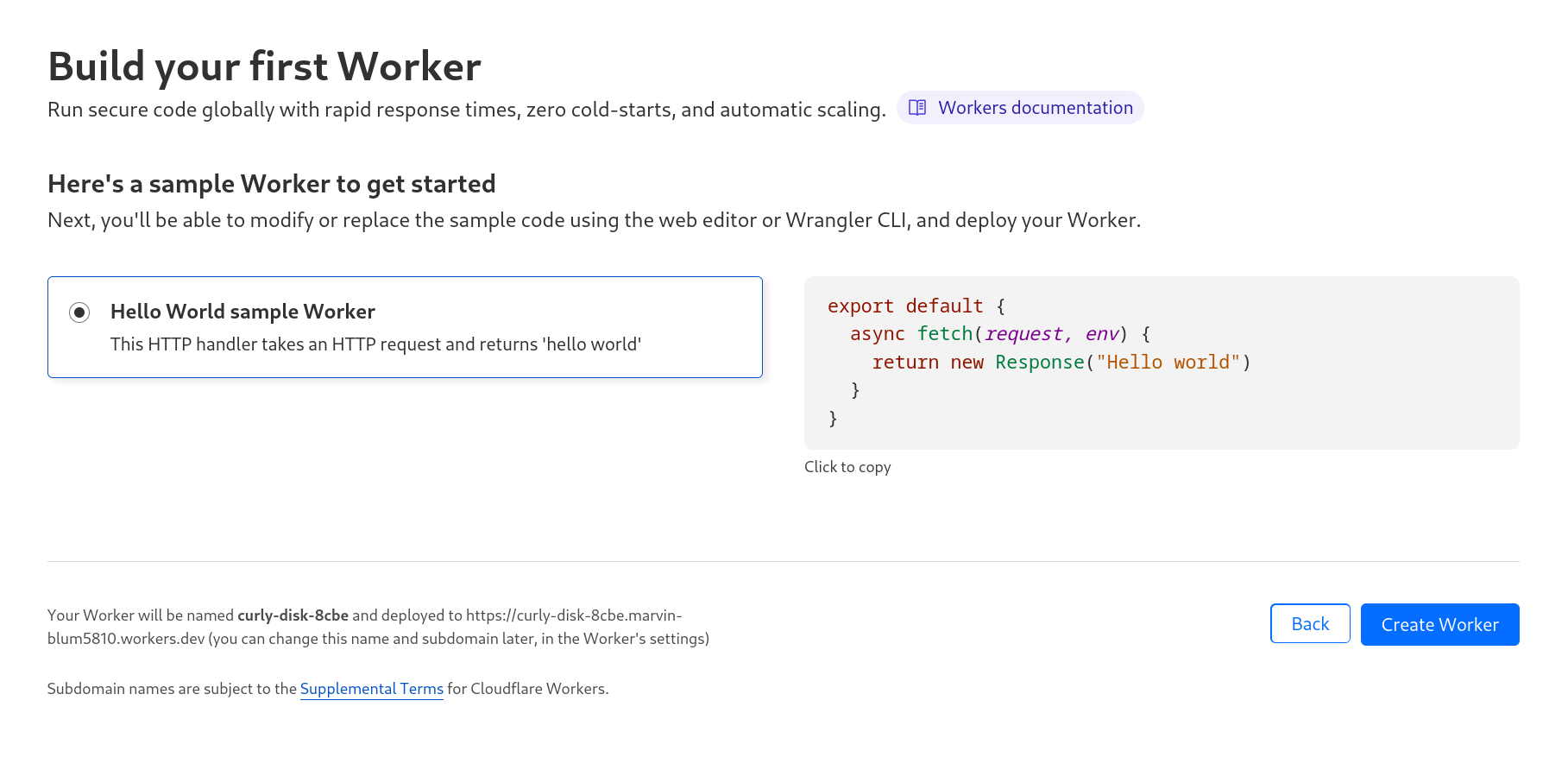 Cloudflare New Worker