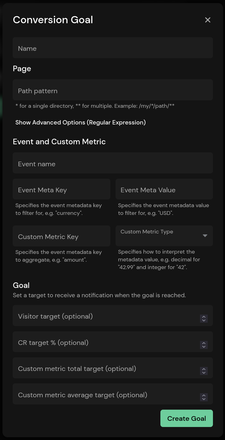 Create a Conversion Goal
